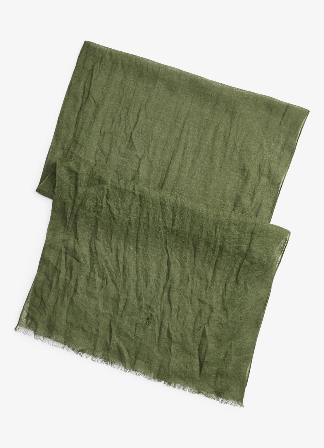 Ralph Lauren Sjaal van linnen - voorkant supply olive / olijfgroen