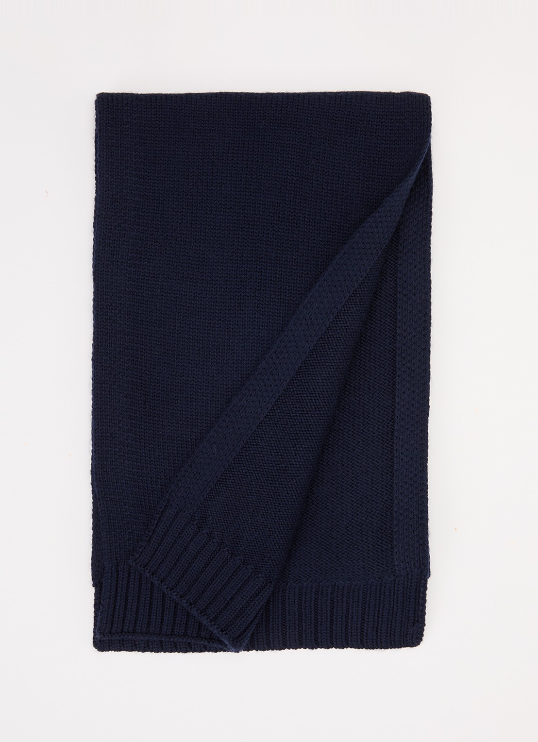Ralph Lauren Sjaal van wol met logo  - voorkant donkerblauw