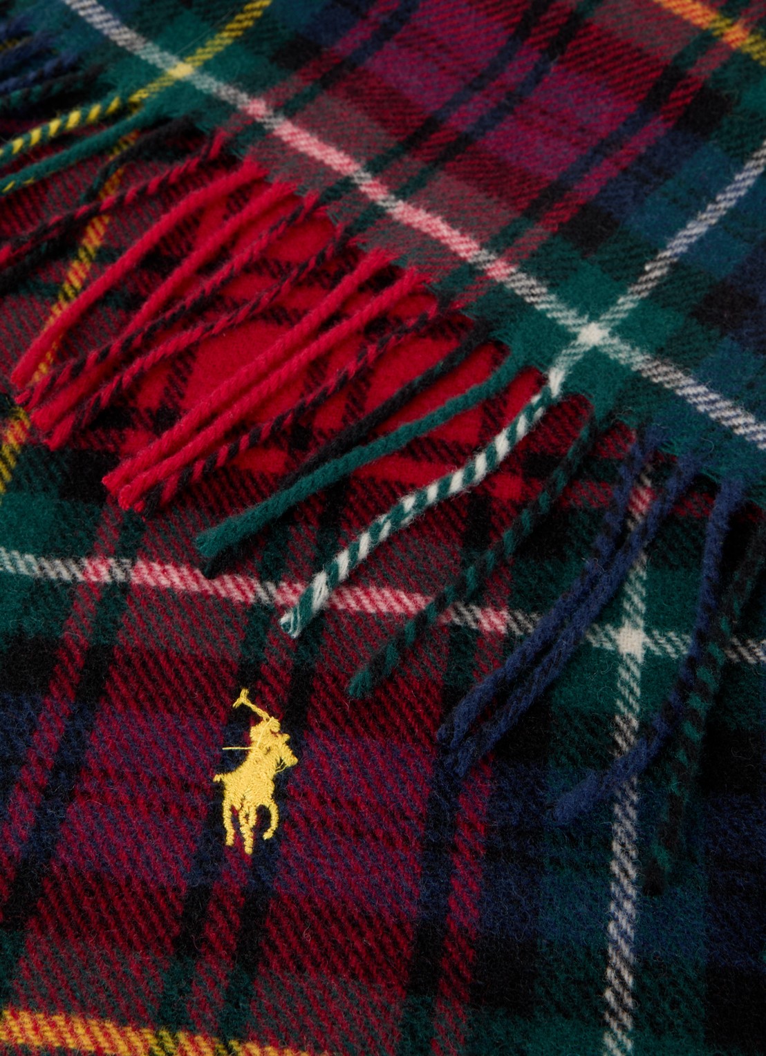 Ralph Lauren Sjaal van wol met ruitdessin 175 x 30 cm - detail 2 red multi / rood