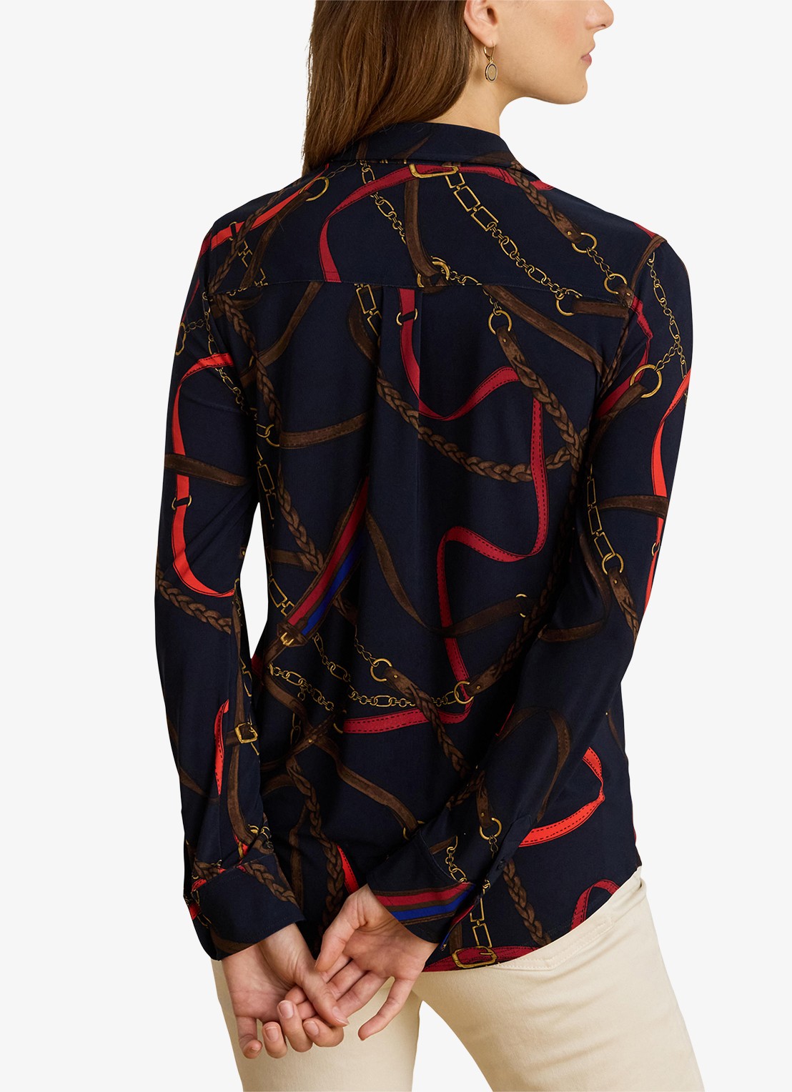 Ralph Lauren Slim fit blouse met grafische print - achterkant navy multi / donkerblauw