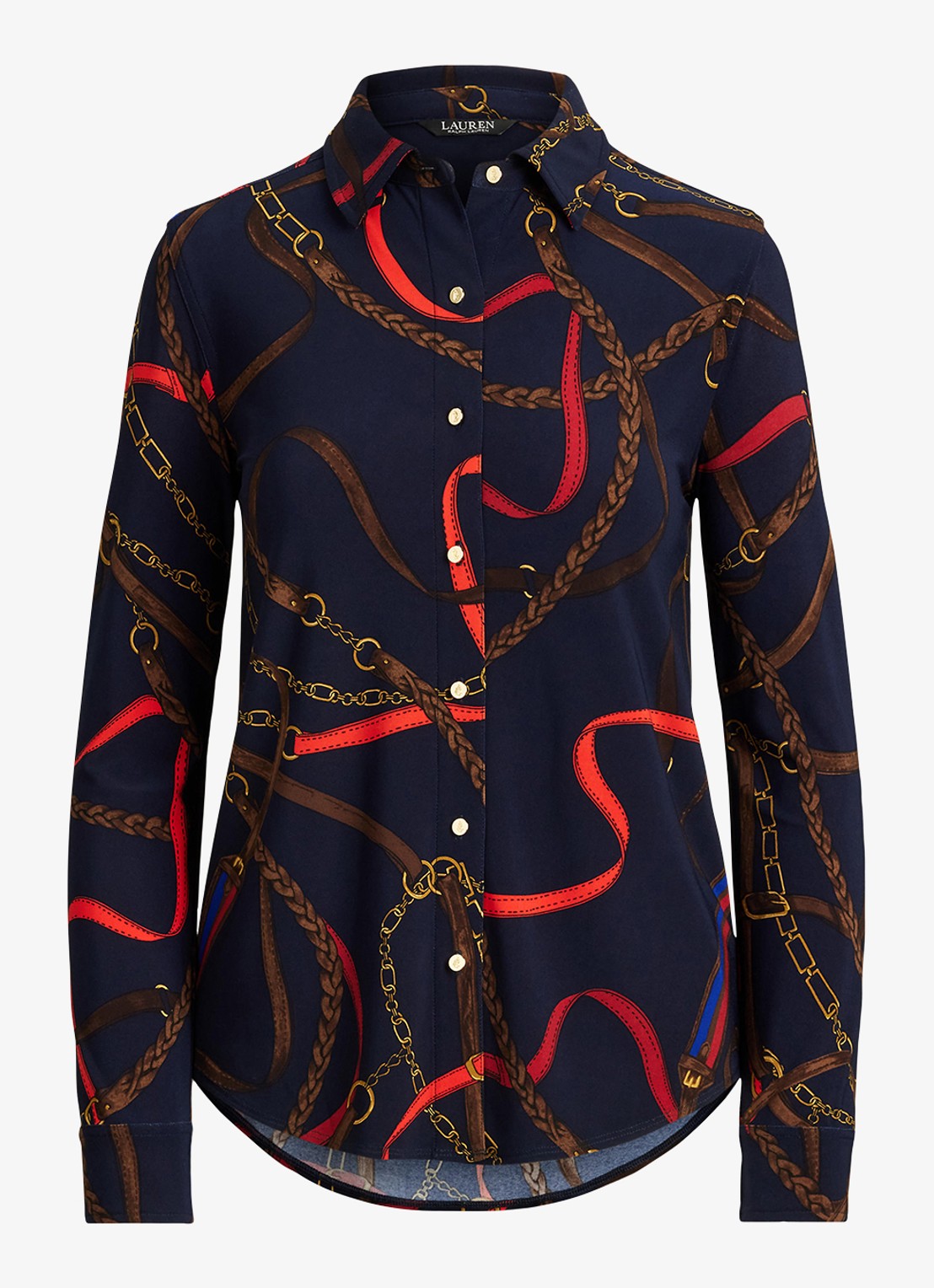 Ralph Lauren Slim fit blouse met grafische print - voorkant 2 navy multi / donkerblauw