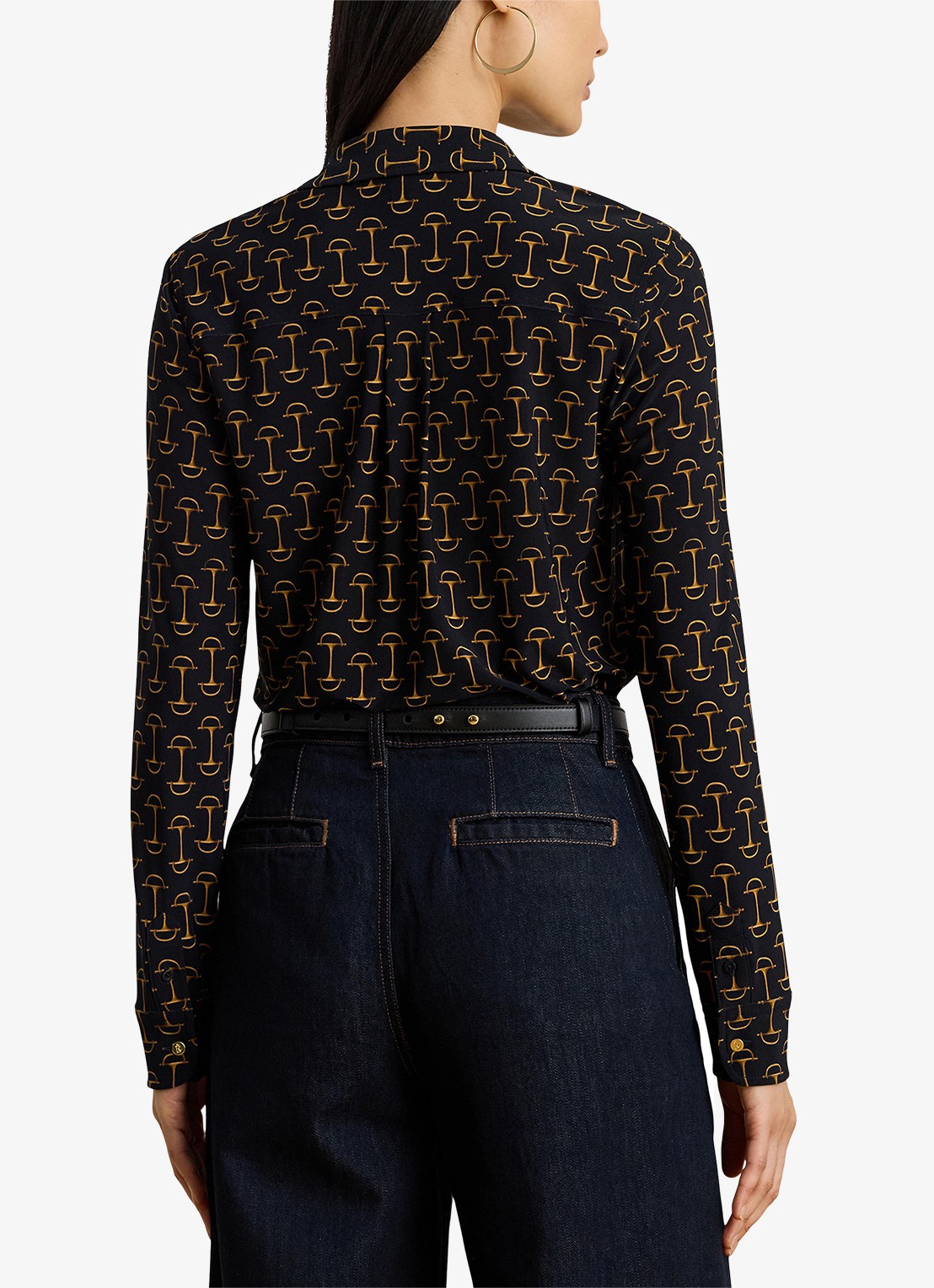 Ralph Lauren Slim fit blouse met grafische print  - achterkant 4 navy multi / donkerblauw
