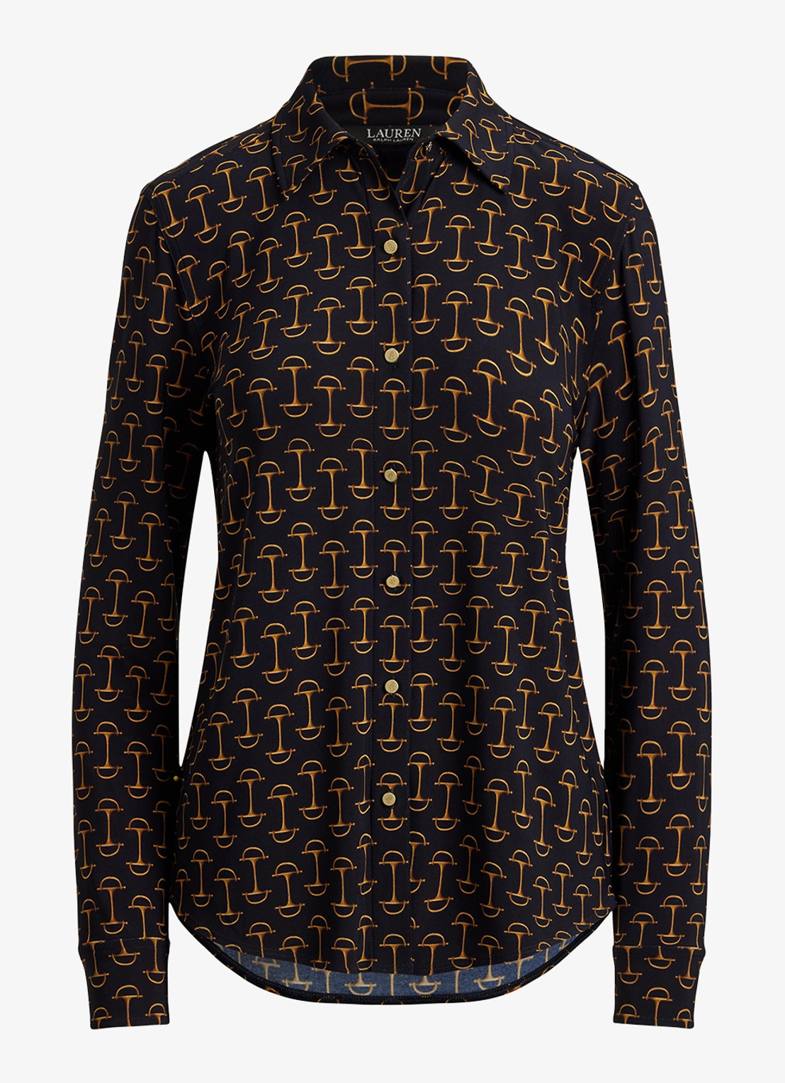Ralph Lauren Slim fit blouse met grafische print  - voorkant 2 navy multi / donkerblauw
