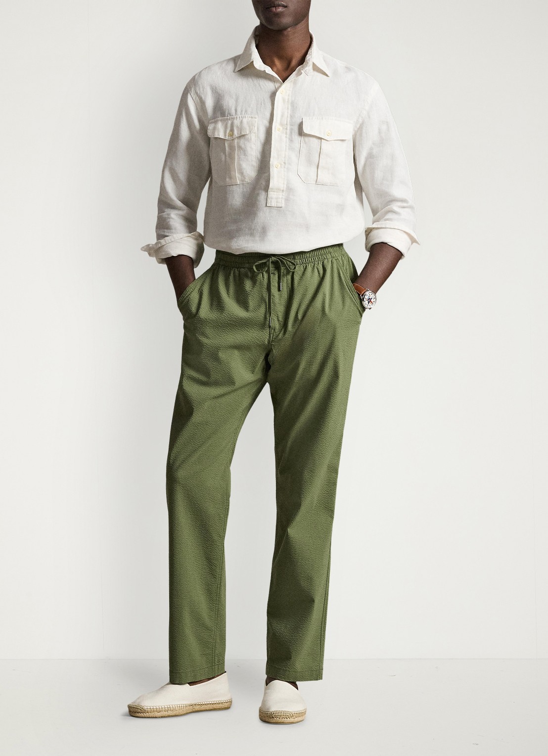 Ralph Lauren Slim fit broek met steekzakken - voorkant 3 supply olive / olijfgroen