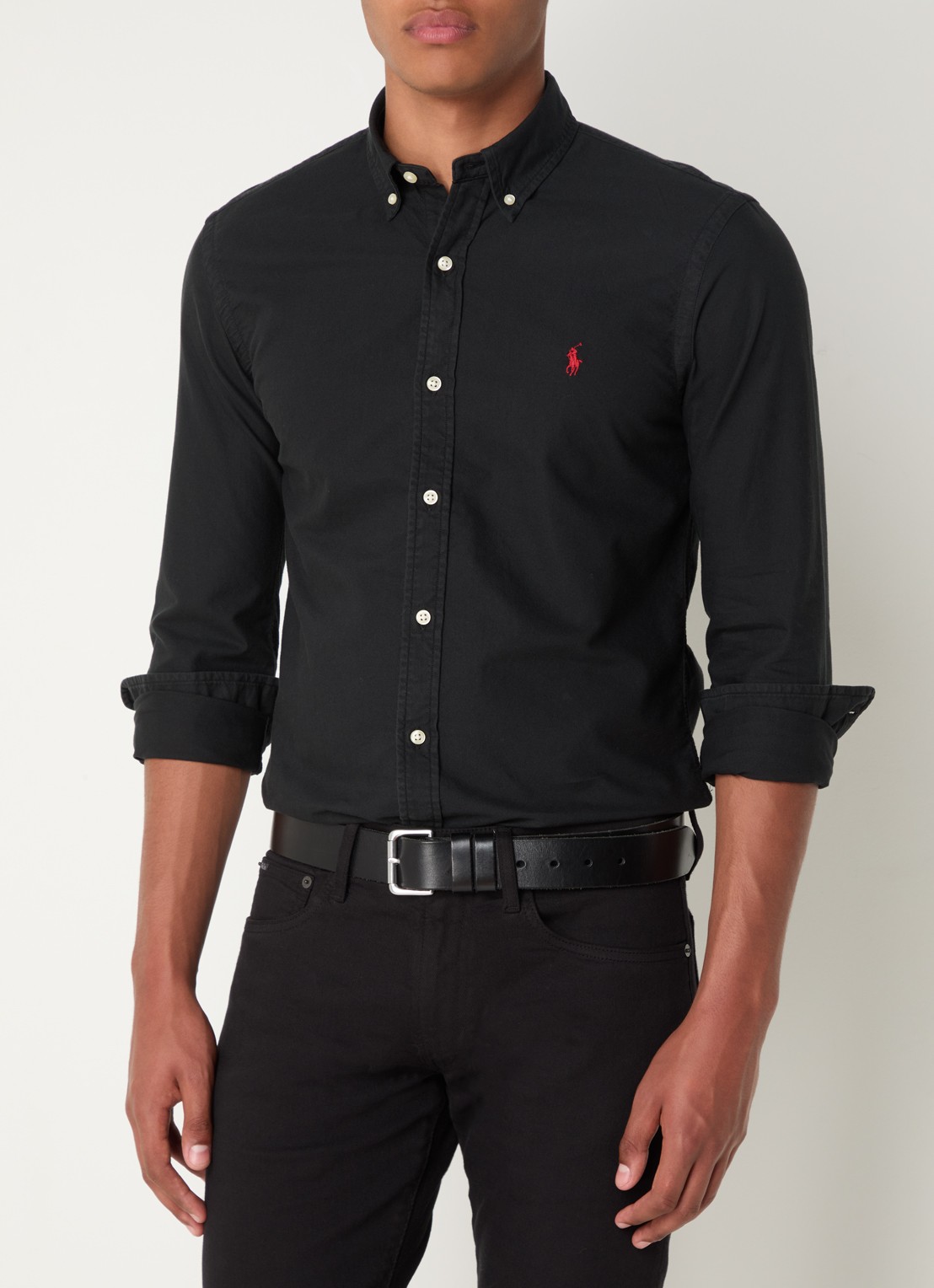 Ralph Lauren Slim fit button down-overhemd van katoen - detail 4 polo black