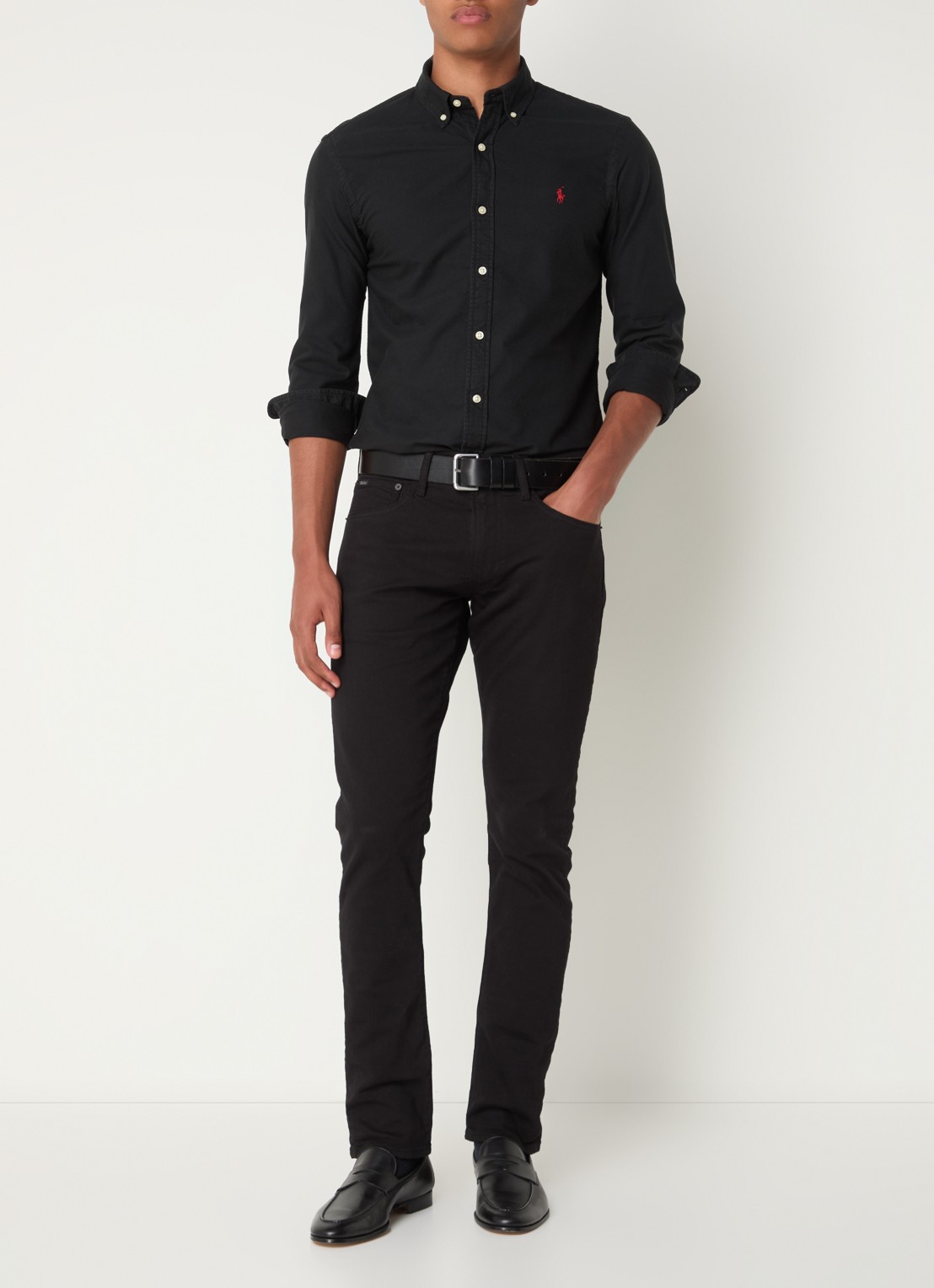 Ralph Lauren Slim fit button down-overhemd van katoen - voorkant 3 polo black