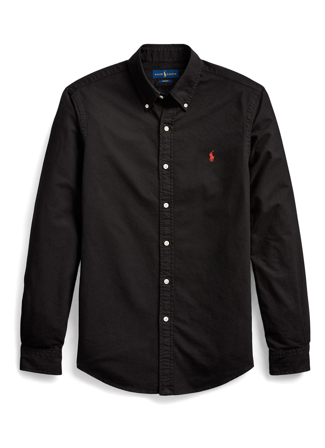 Ralph Lauren Slim fit button down-overhemd van katoen - voorkant 3 polo black / zwart