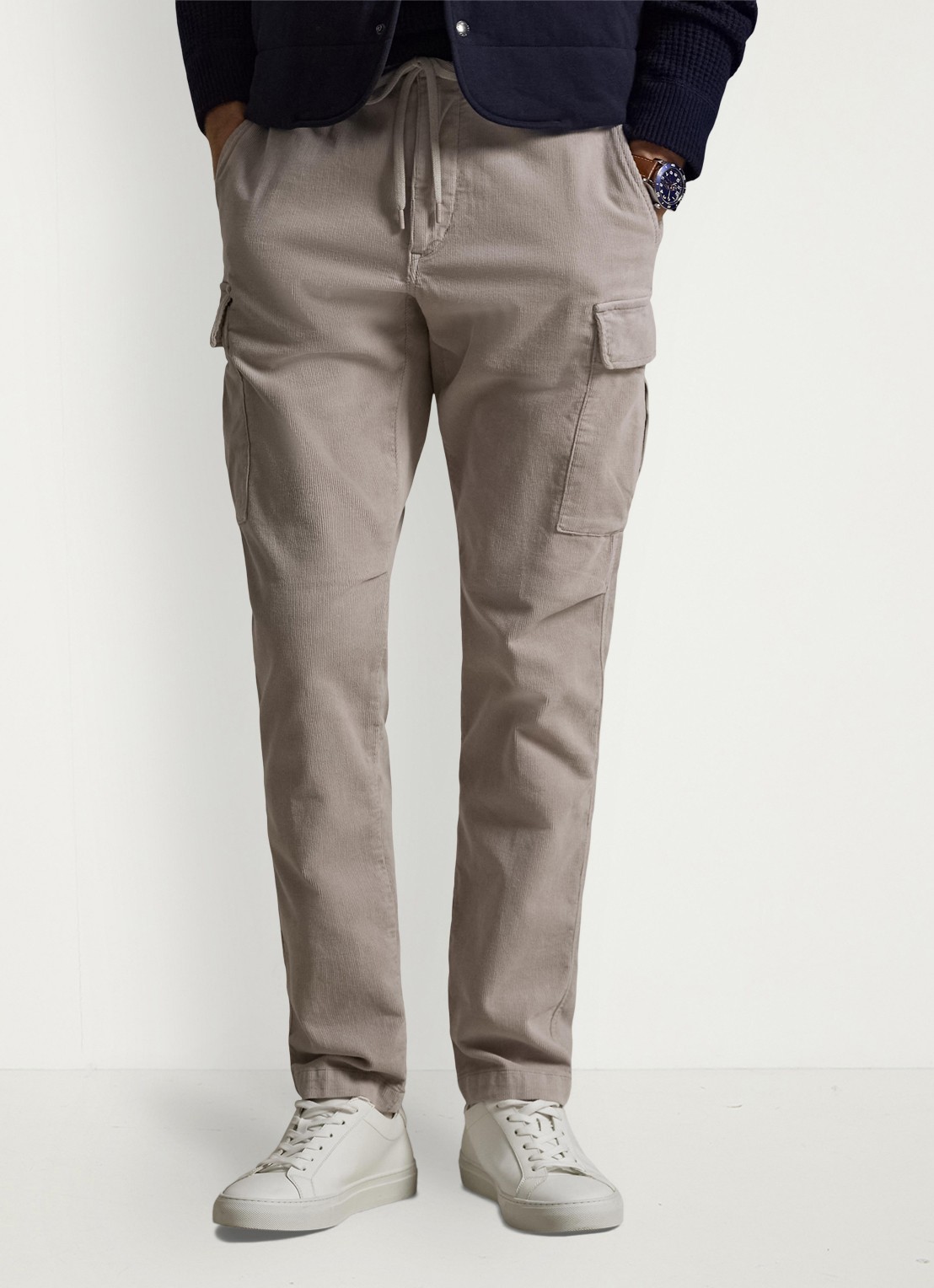 Ralph Lauren Slim fit cargobroek van corduroy - detail grey dawn / grijs