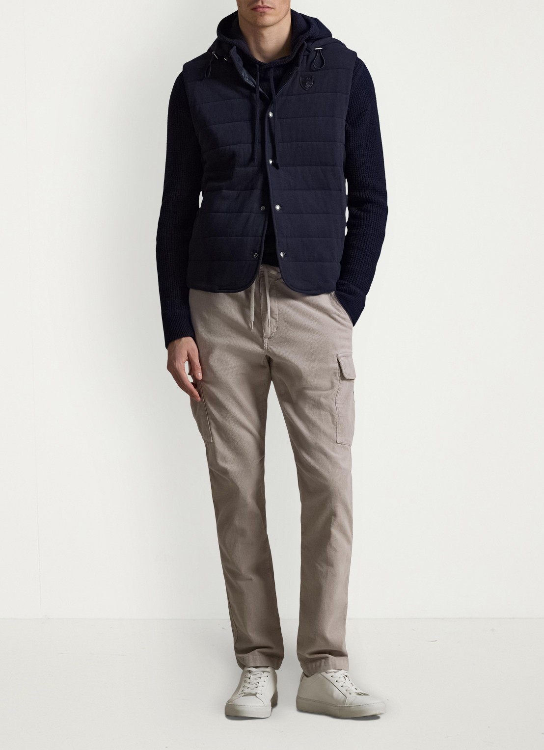 Ralph Lauren Slim fit cargobroek van corduroy - voorkant 5 grey dawn / grijs