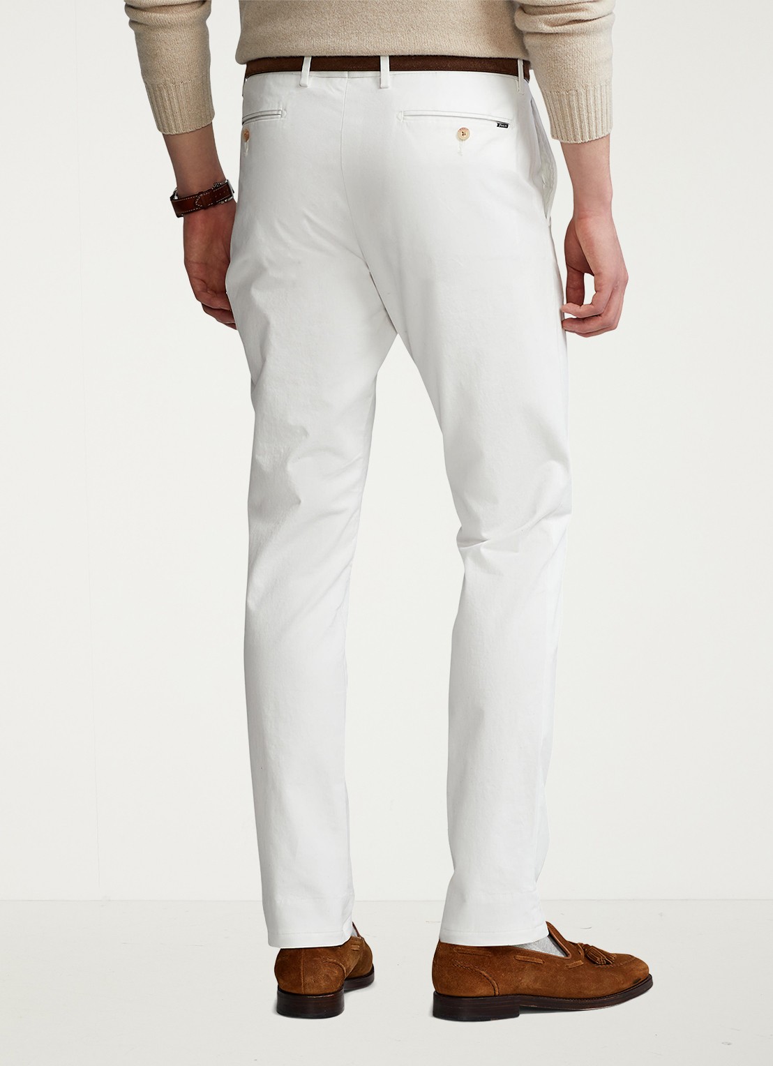 Ralph Lauren Slim fit chino met stretch - achterkant 7 deckwash white / wit