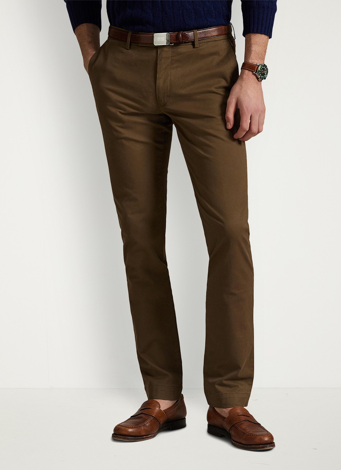 Ralph Lauren Slim fit chino met stretch - detail chestnut / bruin