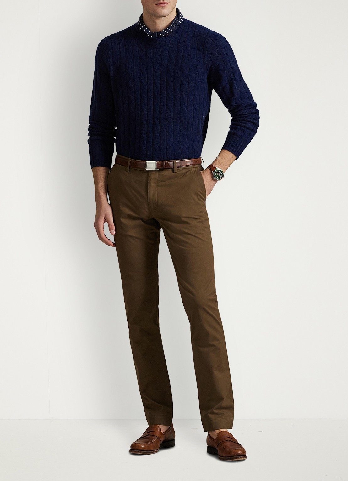 Ralph Lauren Slim fit chino met stretch - voorkant 4 chestnut / bruin