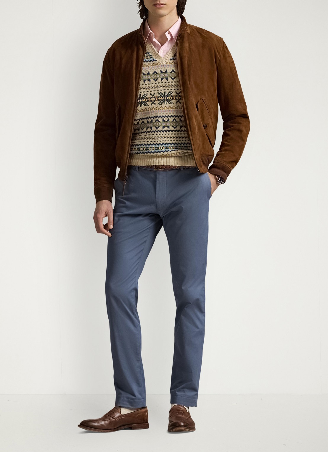 Ralph Lauren Slim fit chino met stretch - voorkant 3 bay blue / blauw