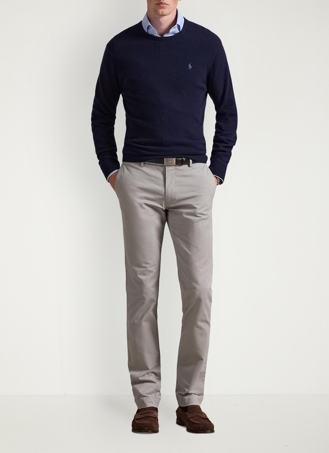 Ralph Lauren Slim fit chino met stretch - voorkant 8 grey fog / grijs