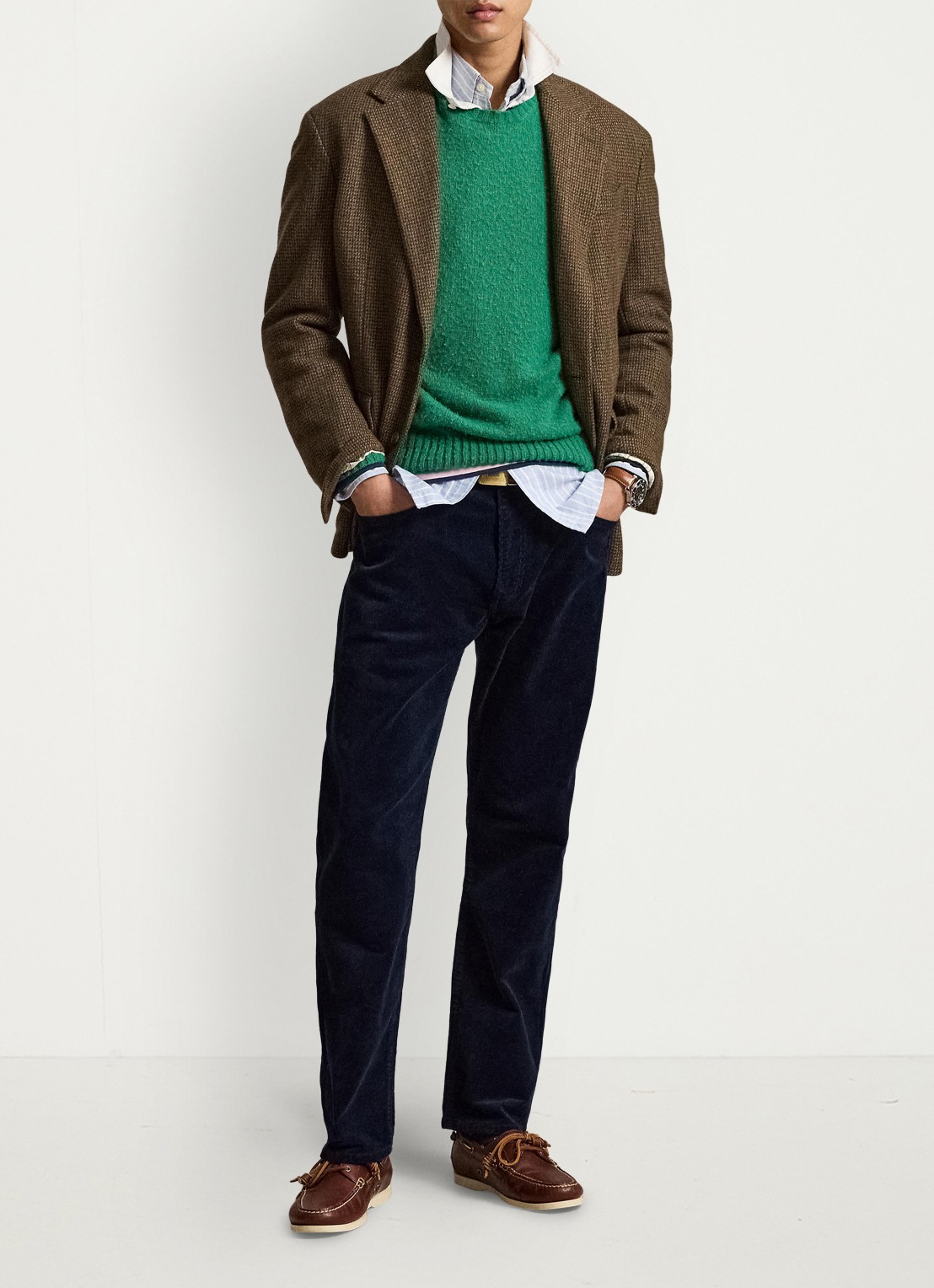 Ralph Lauren Slim fit chino van corduroy - voorkant aviator navy / donkerblauw