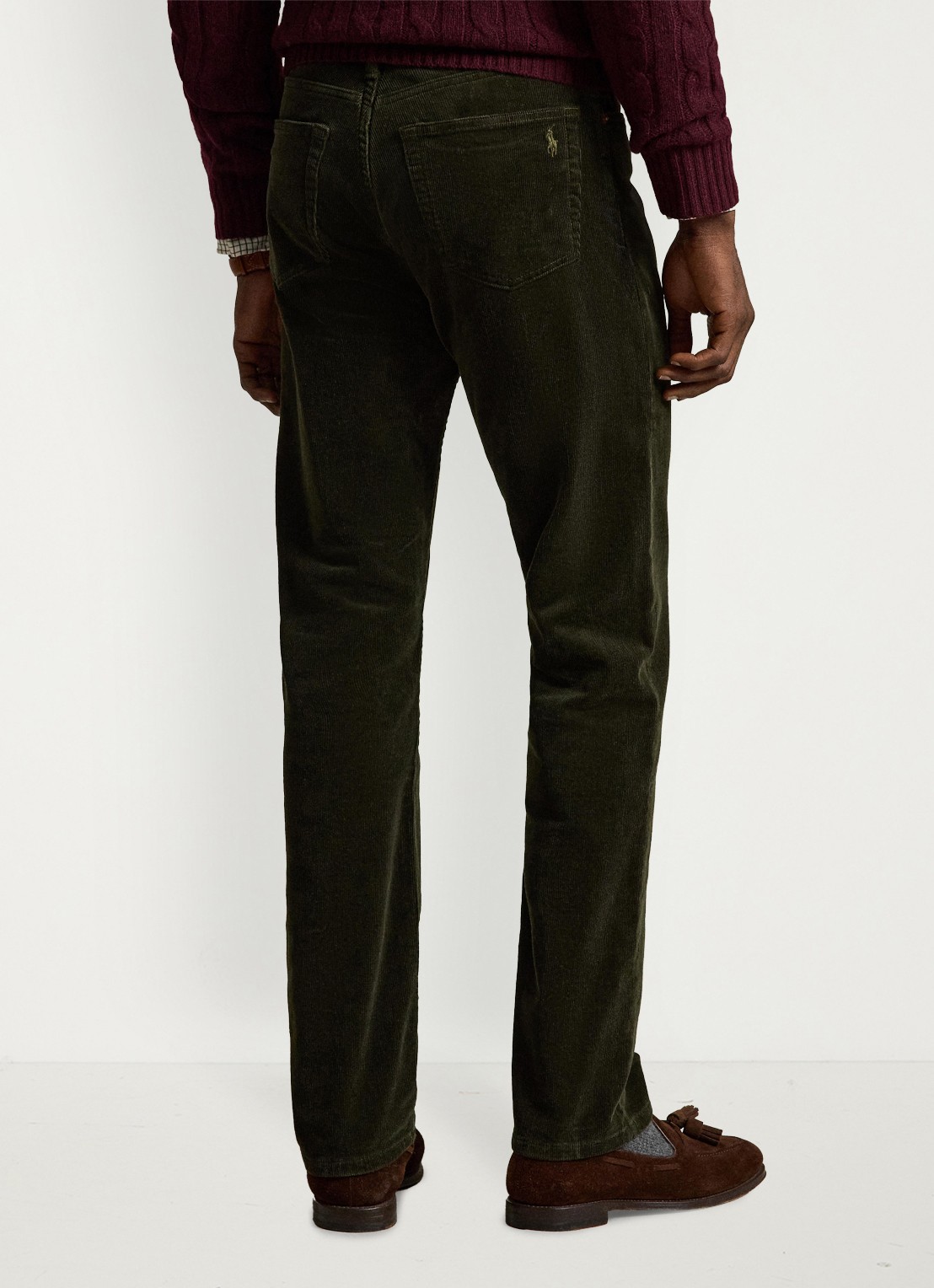 Ralph Lauren Slim fit chino van corduroy - achterkant 3 estate olive / olijfgroen