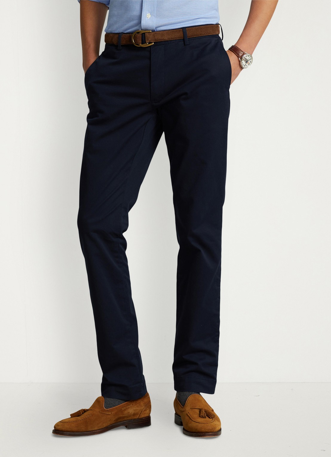 Ralph Lauren Slim fit chino van twill met stretch - detail 4 aviator navy