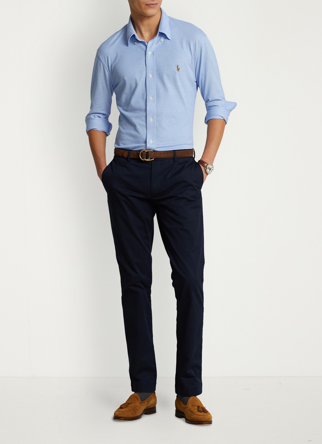 Ralph Lauren Slim fit chino van twill met stretch - voorkant 2 aviator navy