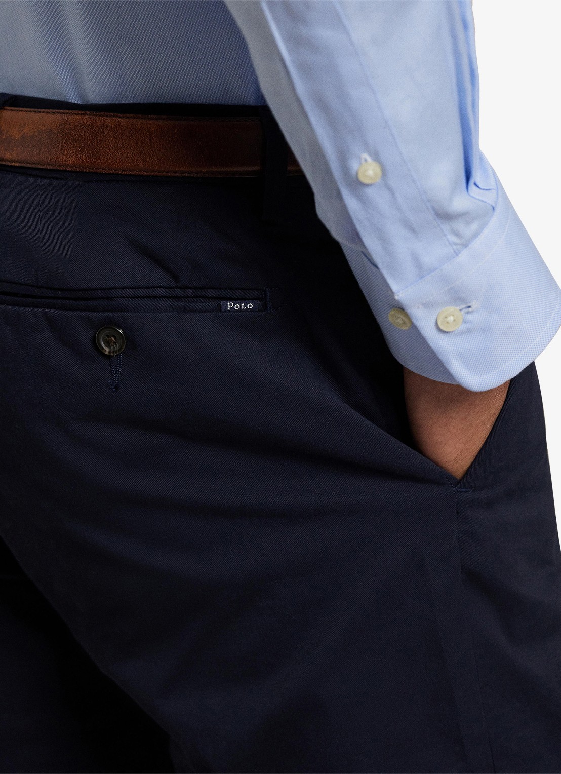 Ralph Lauren Slim fit chino van twill met stretch - detail 6 aviator navy
