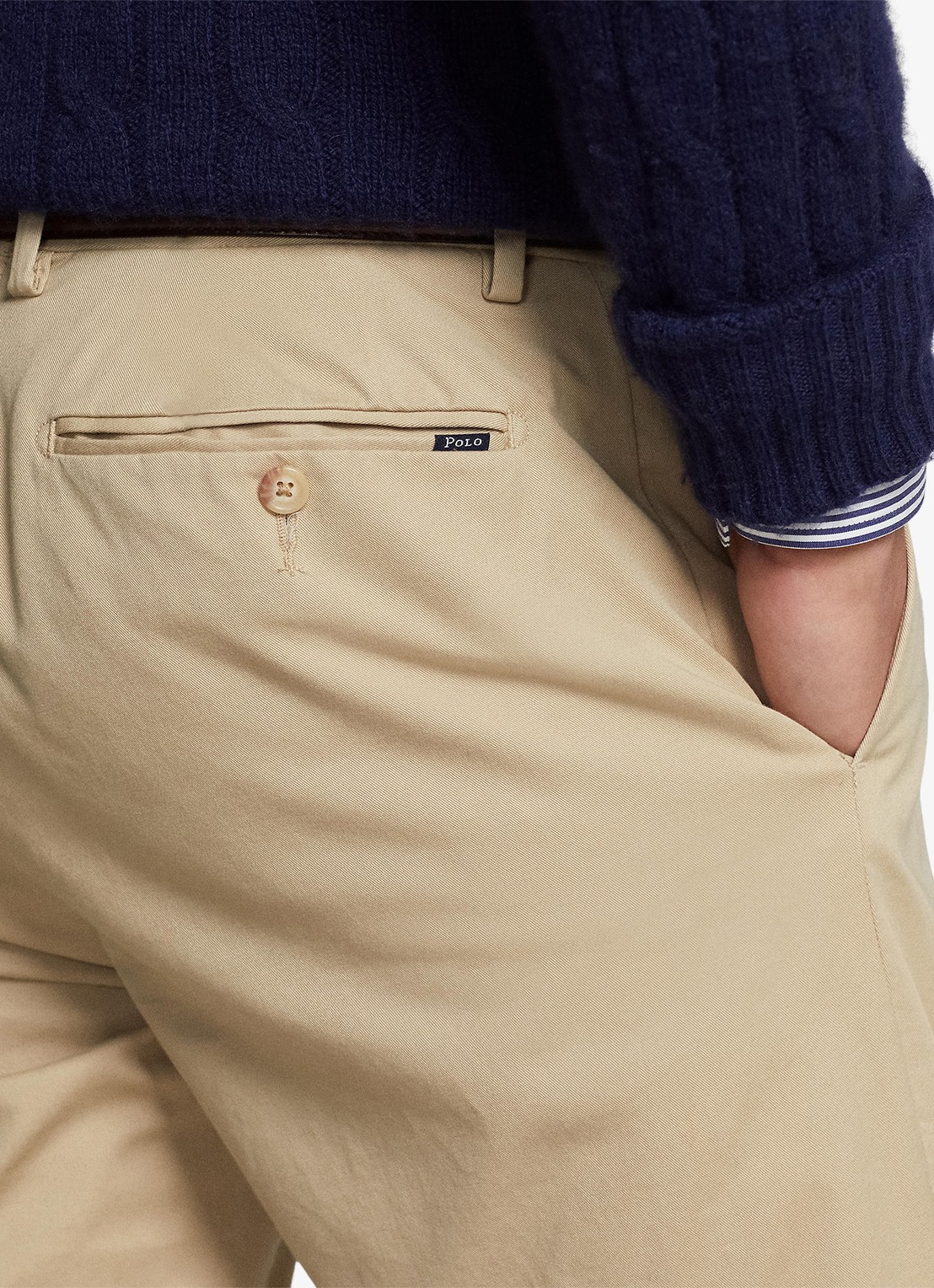 Ralph Lauren Slim fit chino van twill met stretch - detail 4 classic khaki
