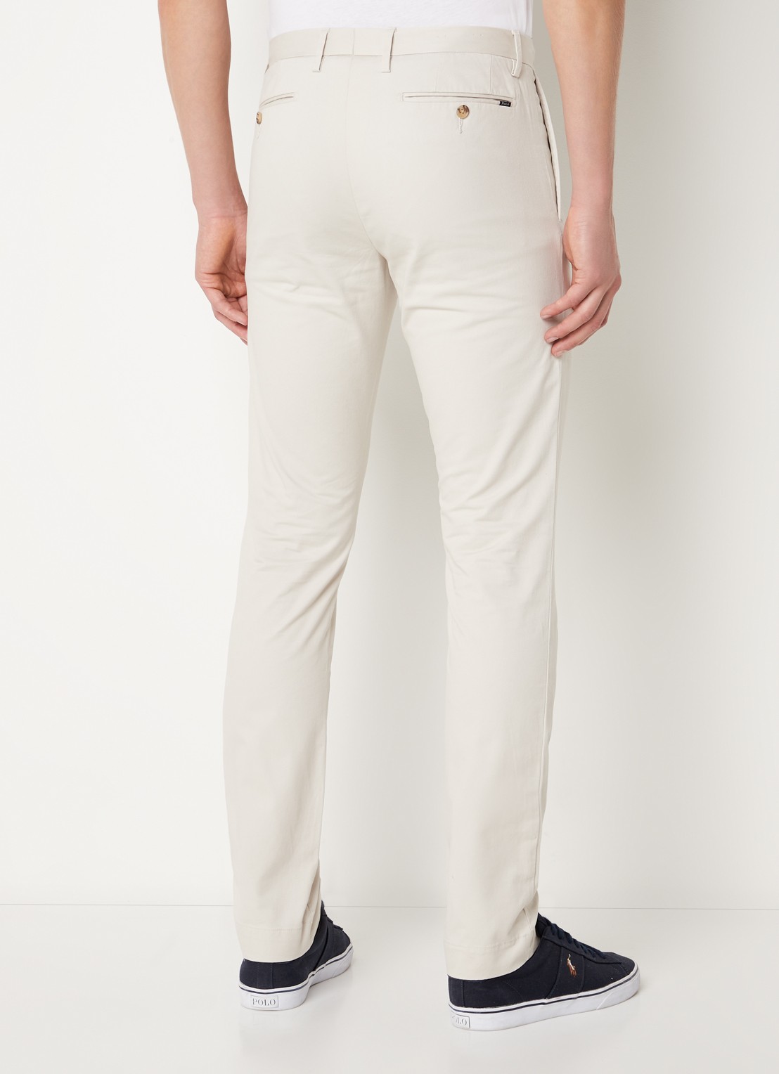 Ralph Lauren Slim fit chino van twill met stretch - achterkant 3 soft grey