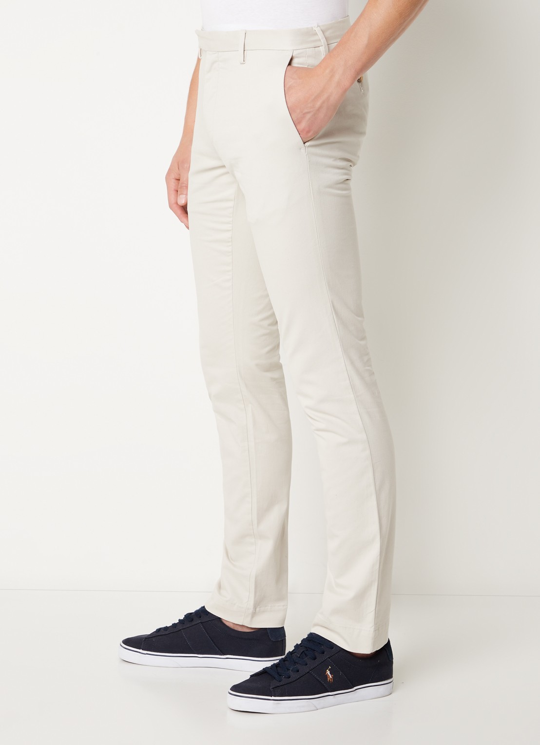 Ralph Lauren Slim fit chino van twill met stretch - detail 2 soft grey
