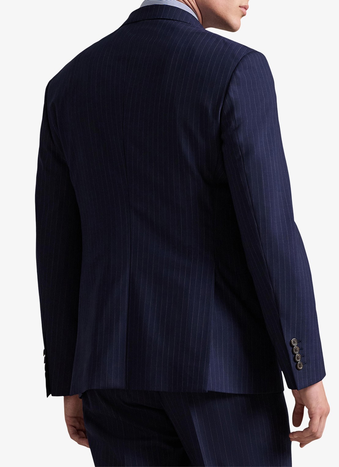Ralph Lauren Slim fit colbert in wolblend met krijtstreep - achterkant 3 bright navy/grey-40ku