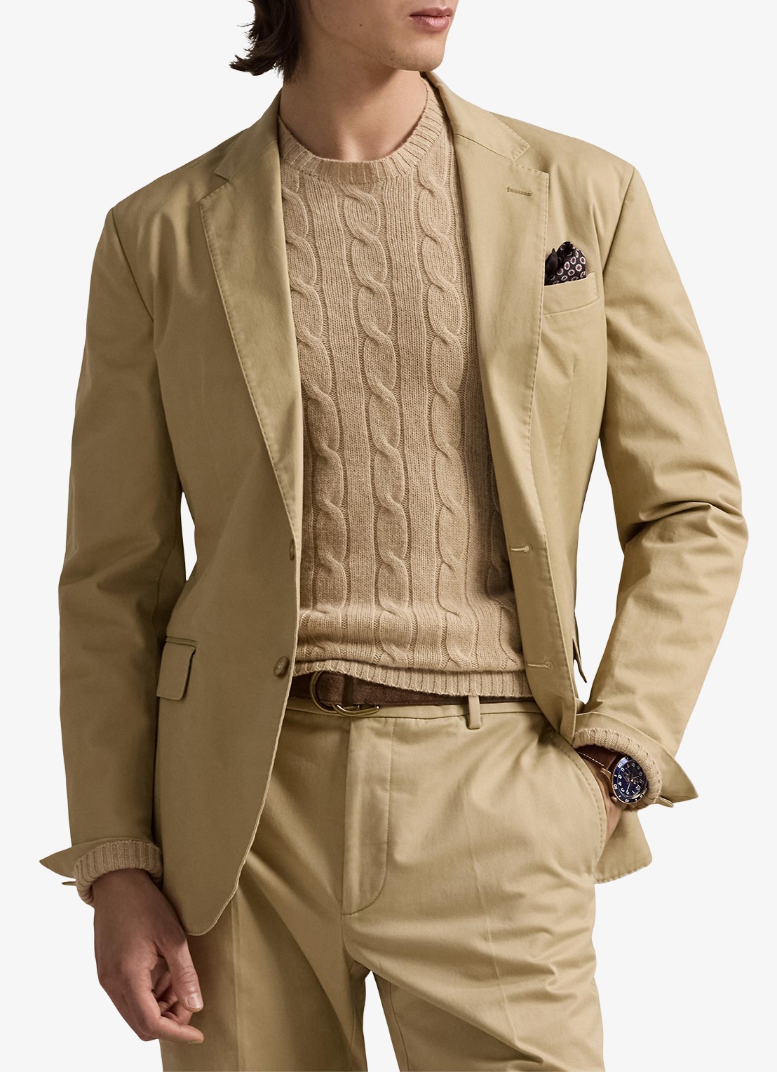 Ralph Lauren Slim fit colbert met klepzakken - detail 4 monument tan / beige