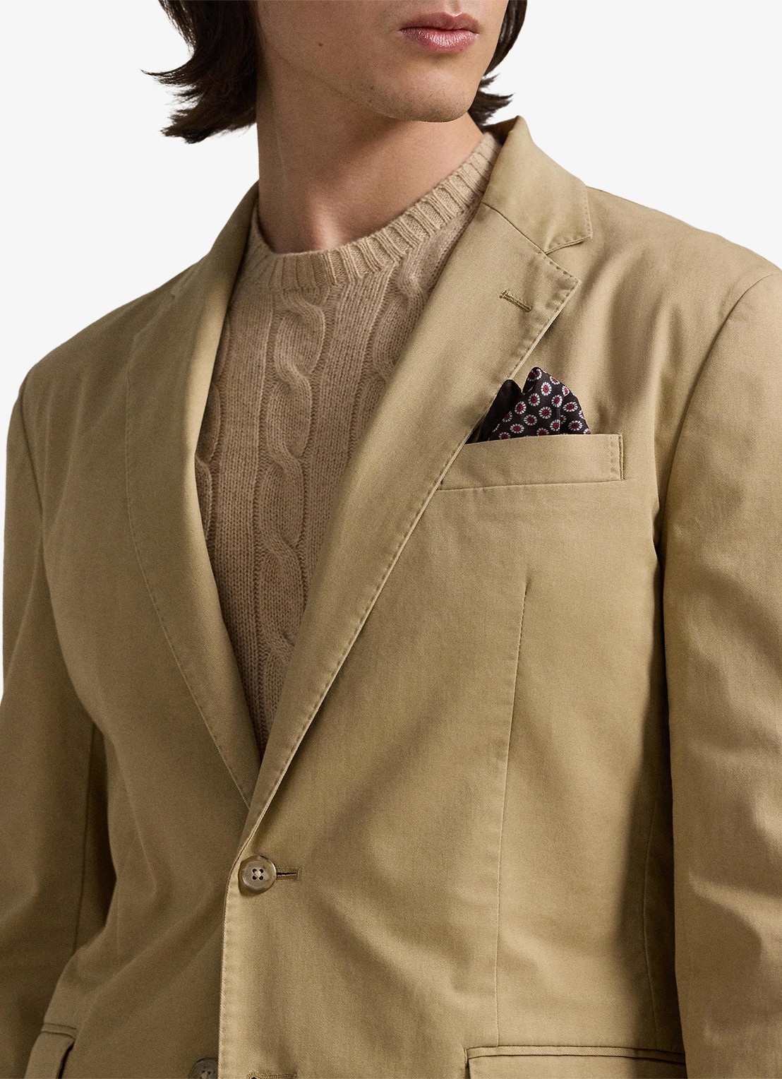 Ralph Lauren Slim fit colbert met klepzakken - detail 5 monument tan / beige