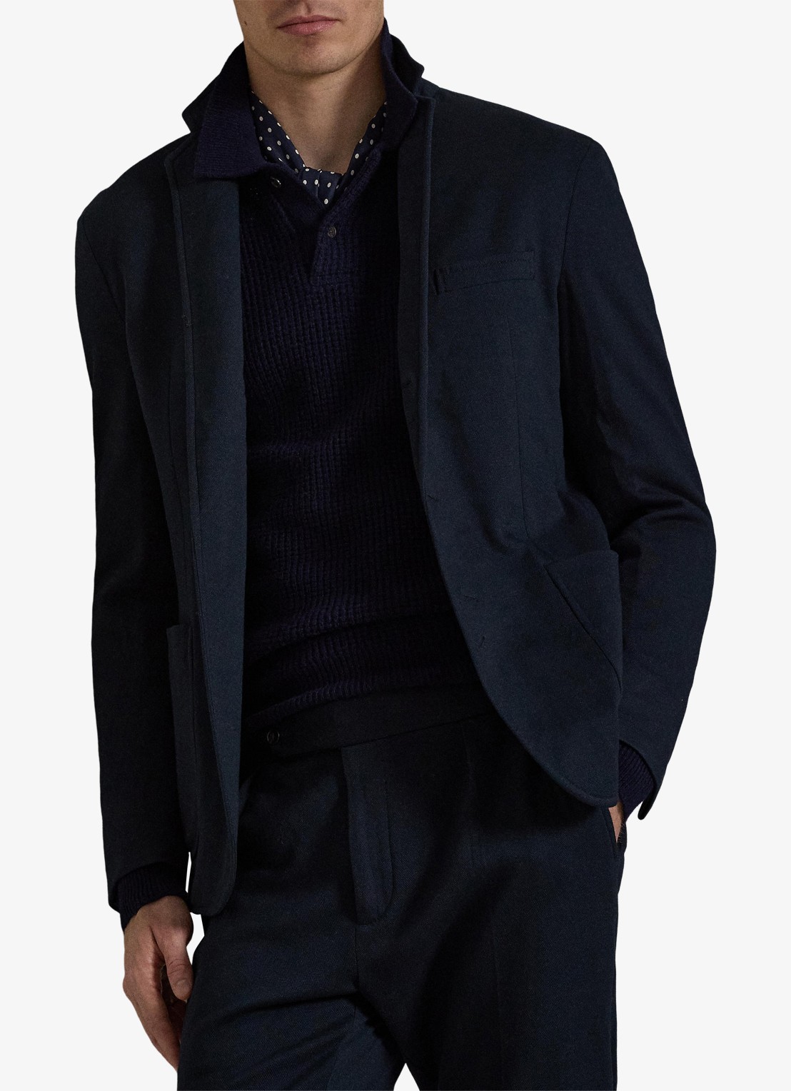Ralph Lauren Slim fit colbert met opgestikte zakken - voorkant 5 navy-2wbt / blauw