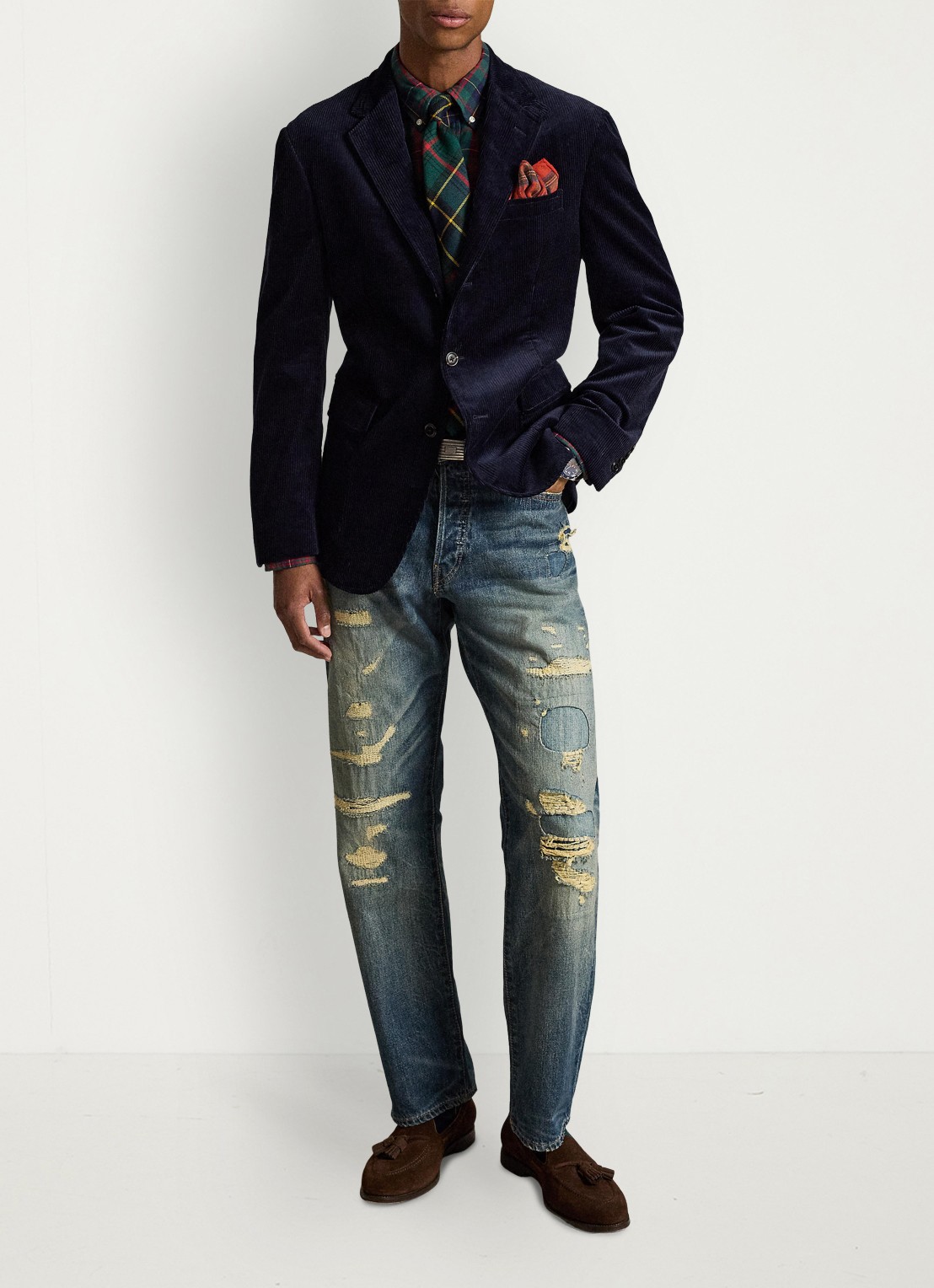 Ralph Lauren Slim fit colbert van corduroy met klepzakken - detail fall navy-3two / blauw