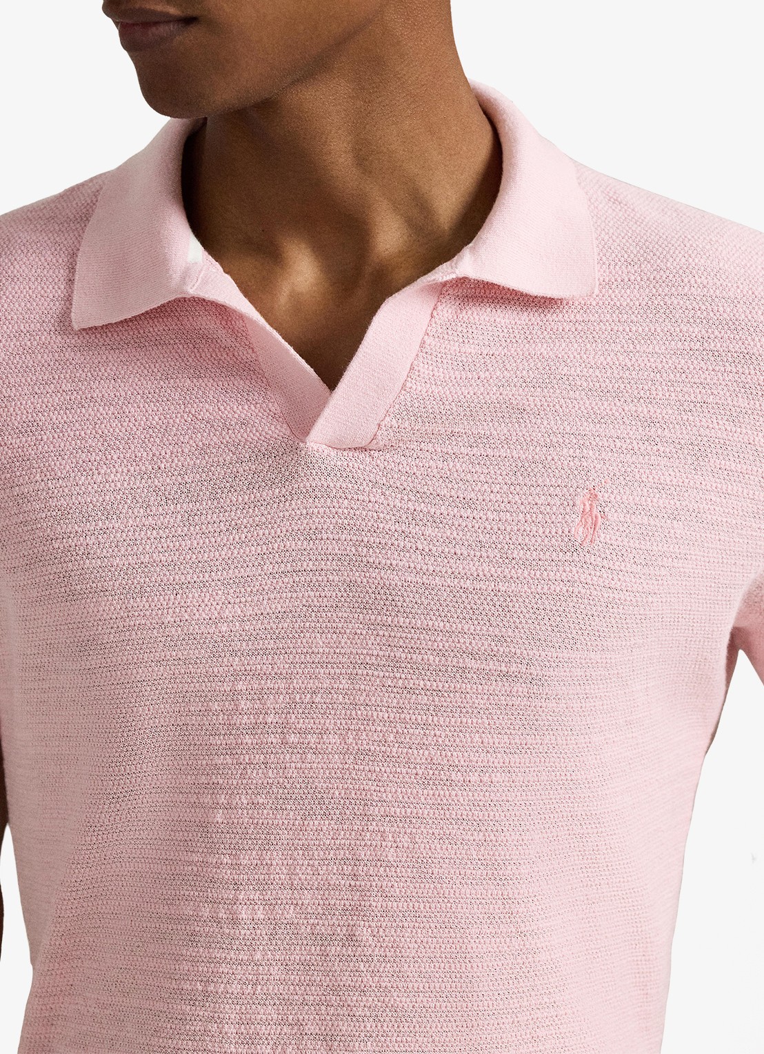 Ralph Lauren Slim fit fijngebreide polo in linnenblend - detail 4 carmel pink/deckwash white-4532