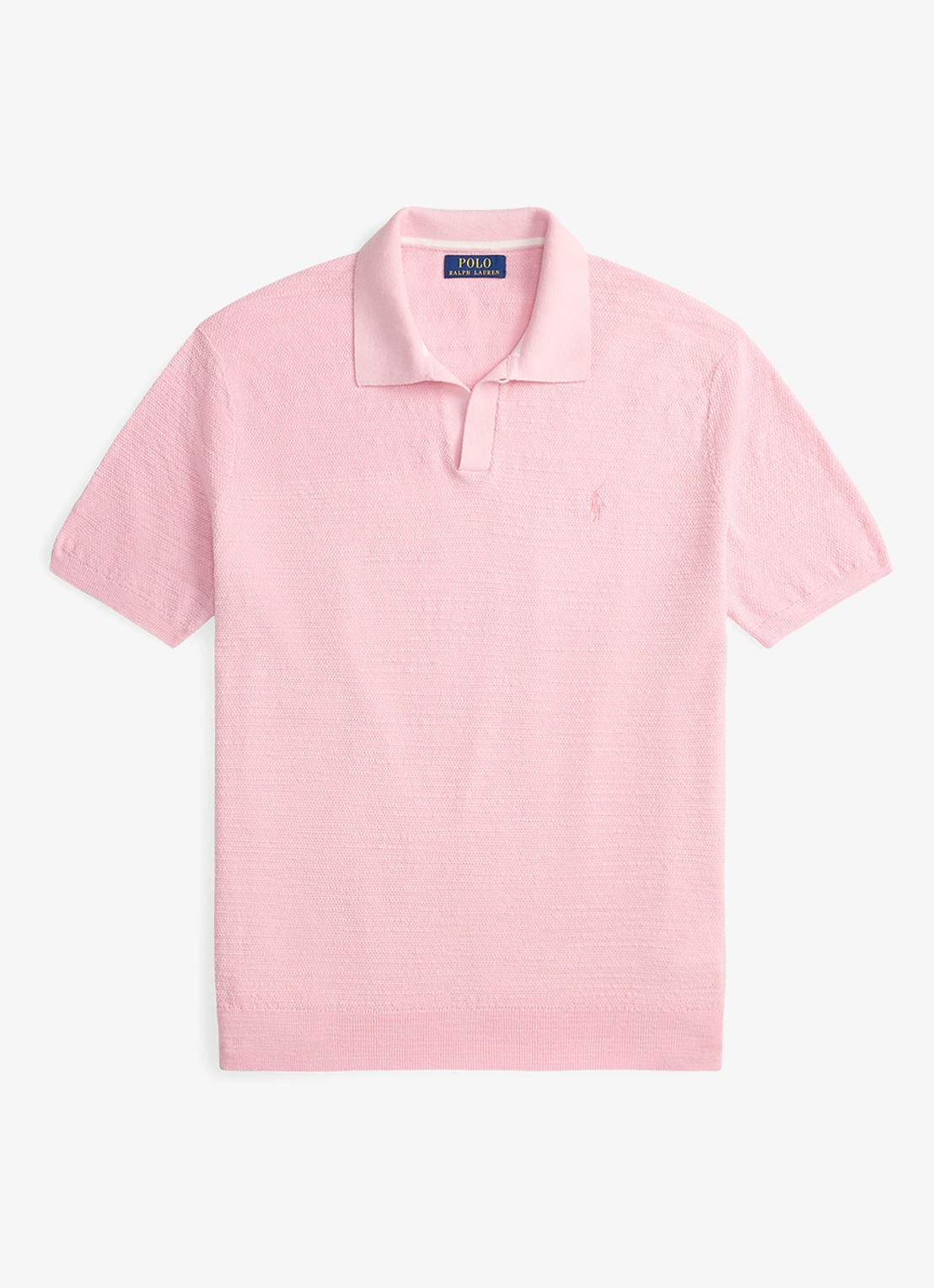 Ralph Lauren Slim fit fijngebreide polo in linnenblend - voorkant carmel pink/deckwash white-4532