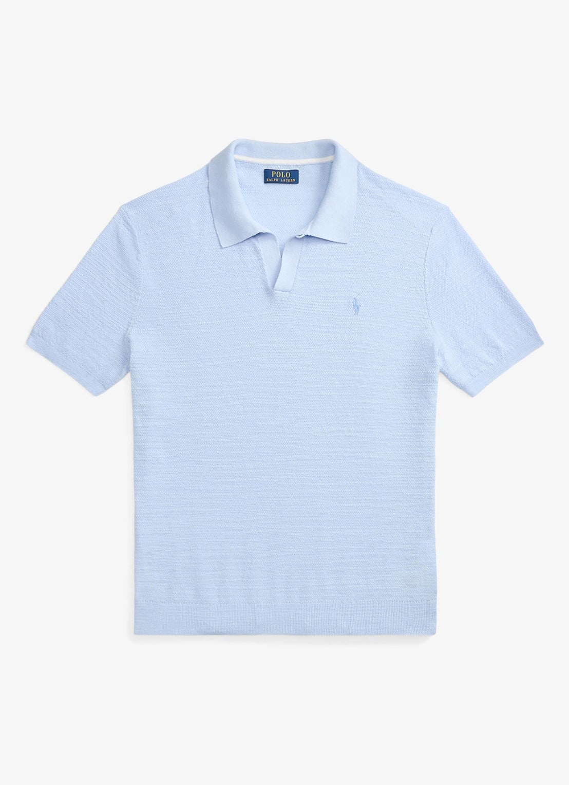 Ralph Lauren Slim fit fijngebreide polo in linnenblend - voorkant office blue/deckwash white-3rvv