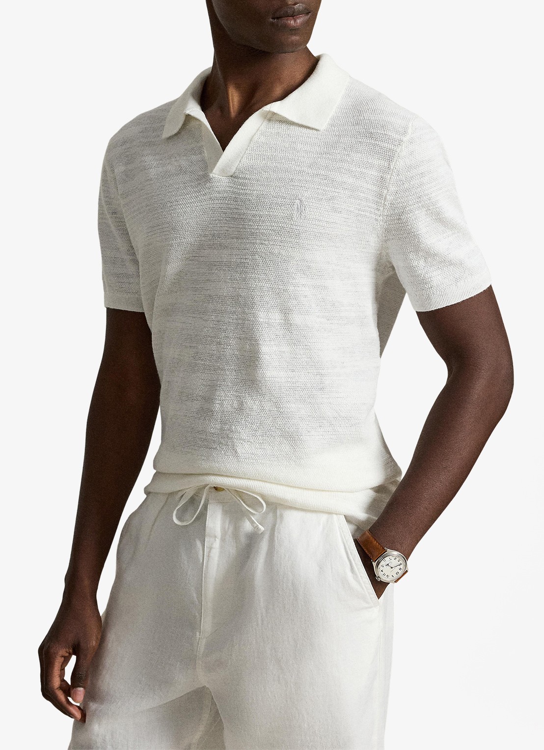 Ralph Lauren Slim fit fijngebreide polo in linnenblend - voorkant 2 undefined