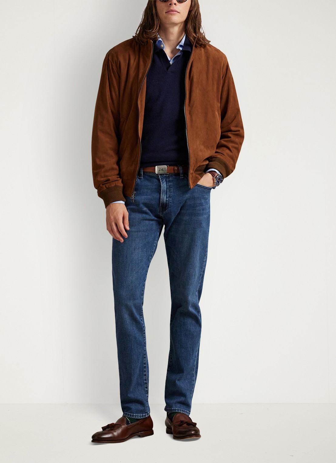 Ralph Lauren Slim fit jeans met medium wassing - voorkant 5 hadrian / indigo