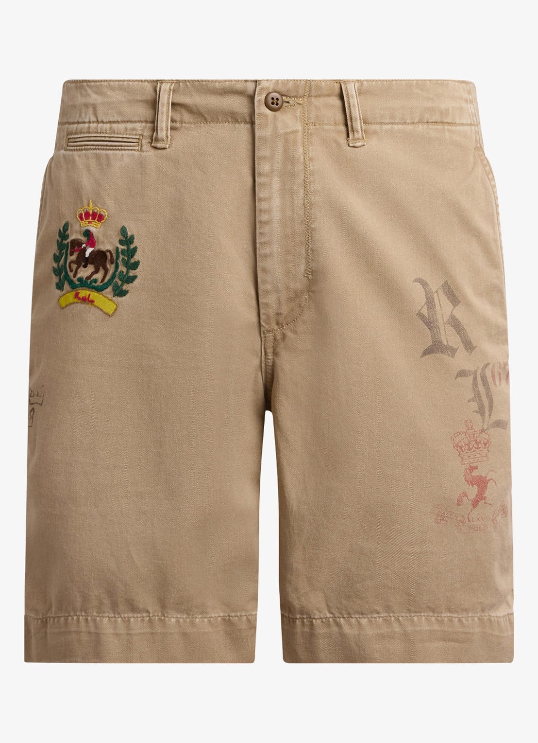 Ralph Lauren Slim fit korte chino met print en borduring - voorkant 4 khaki hill w/ prints-3bli