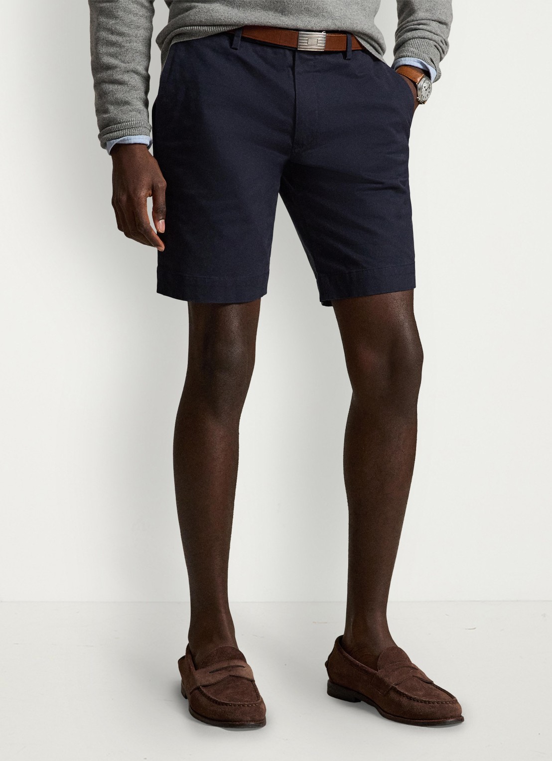 Ralph Lauren Slim fit korte chino met steekzakken - detail aviator navy / donkerblauw