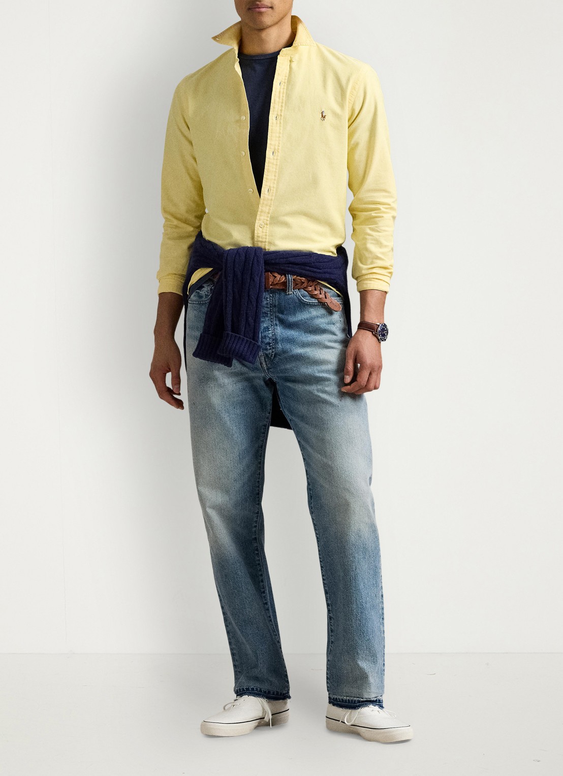 Ralph Lauren Slim fit overhemd met button down kraag - detail yellow oxford