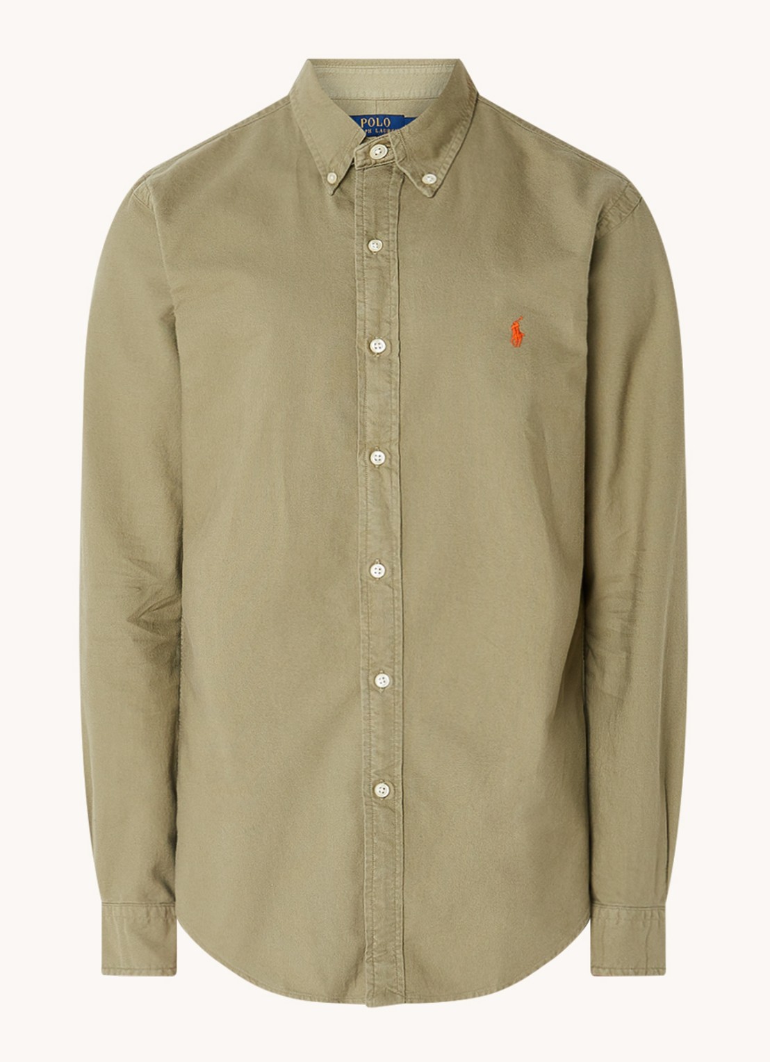 Ralph Lauren Slim fit overhemd met button down kraag - voorkant 2 olijfgroen