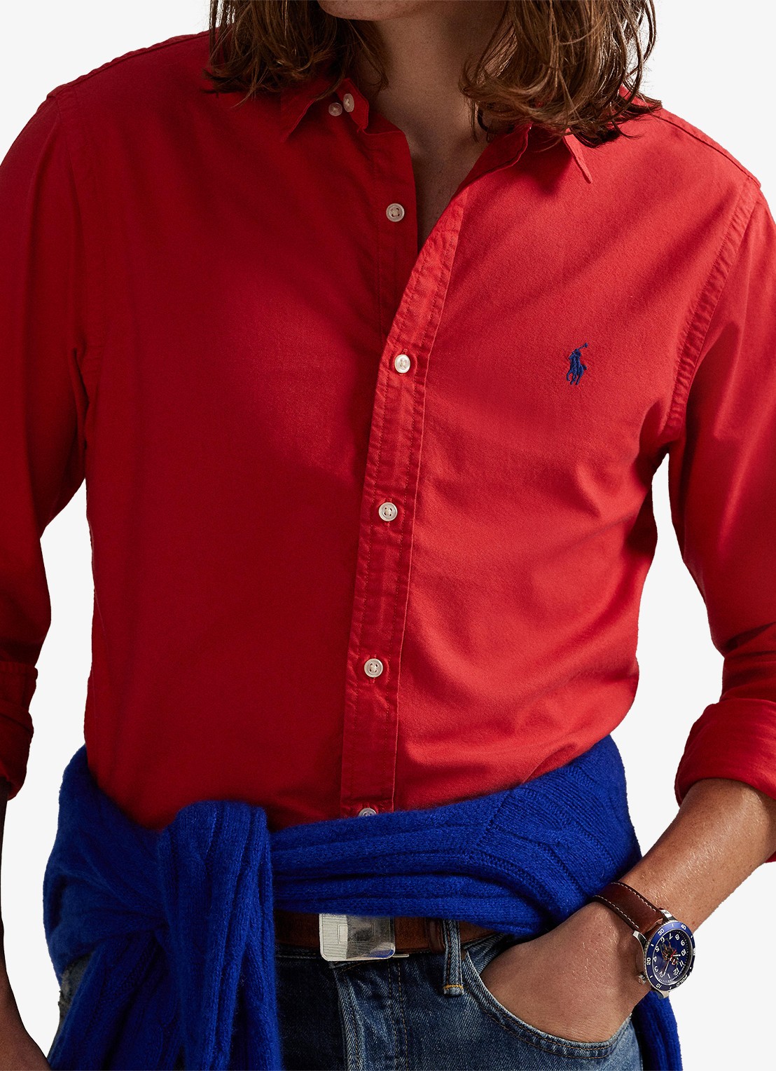 Ralph Lauren Slim fit overhemd met button down kraag - detail 4 new brick / rood