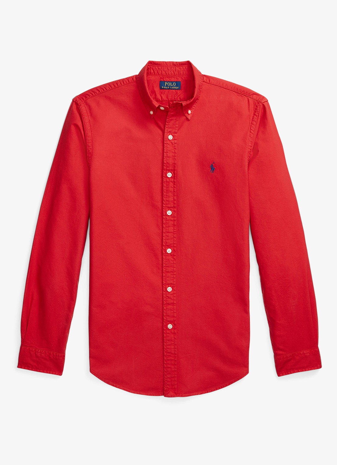Ralph Lauren Slim fit overhemd met button down kraag - voorkant new brick / rood