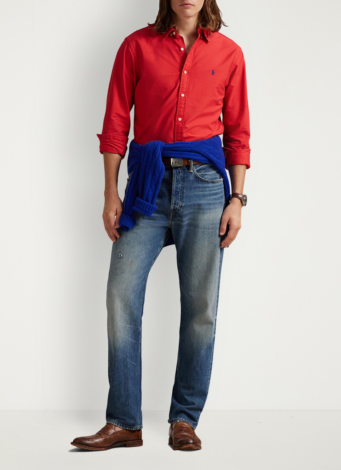 Ralph Lauren Slim fit overhemd met button down kraag - voorkant 2 new brick / rood