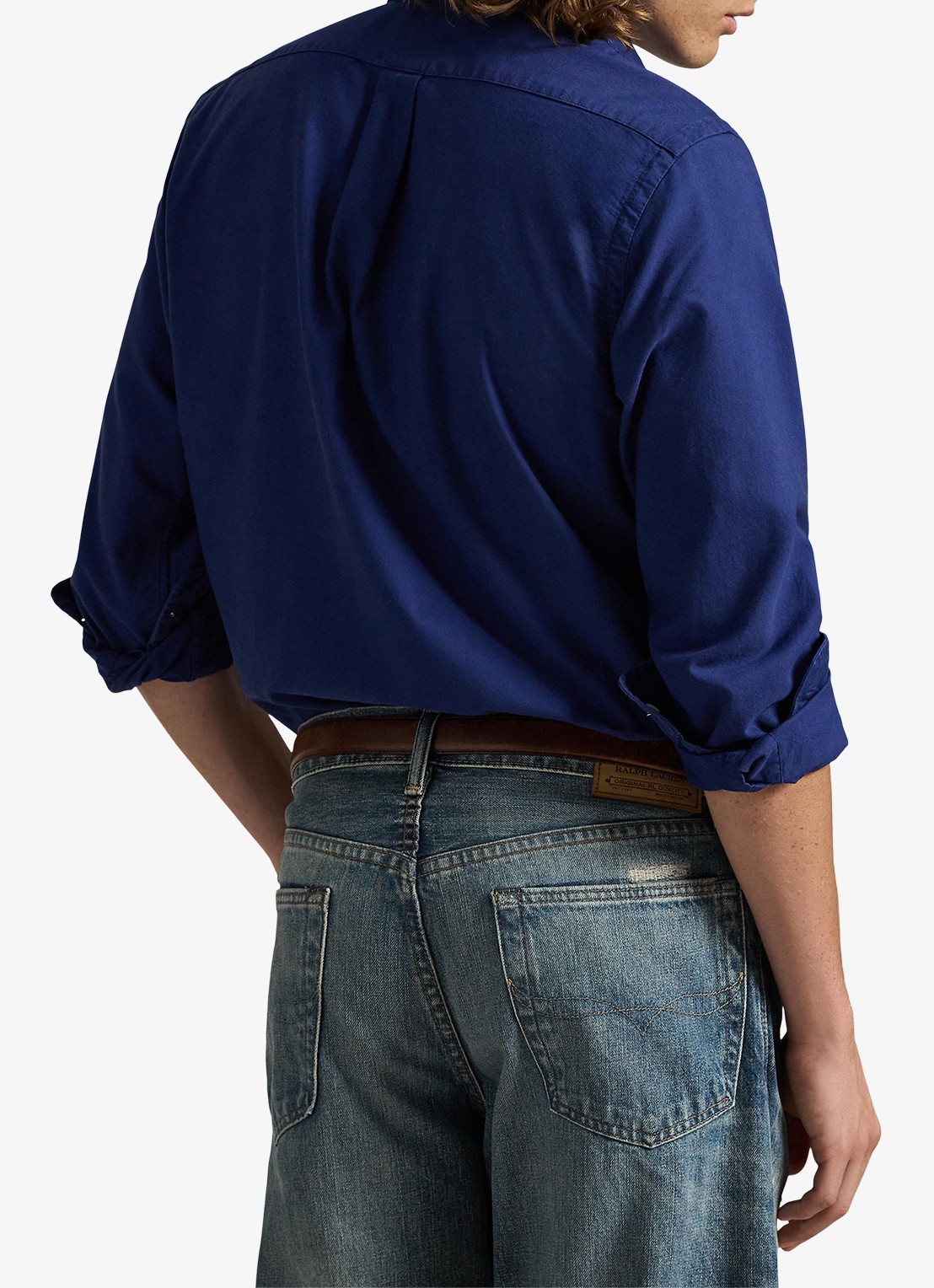 Ralph Lauren Slim fit overhemd met button down kraag - achterkant 5 freshwater / donkerblauw