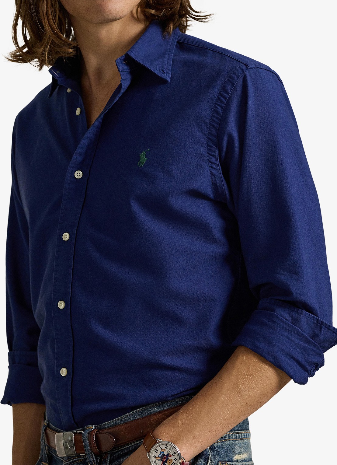 Ralph Lauren Slim fit overhemd met button down kraag - detail 2 freshwater / donkerblauw