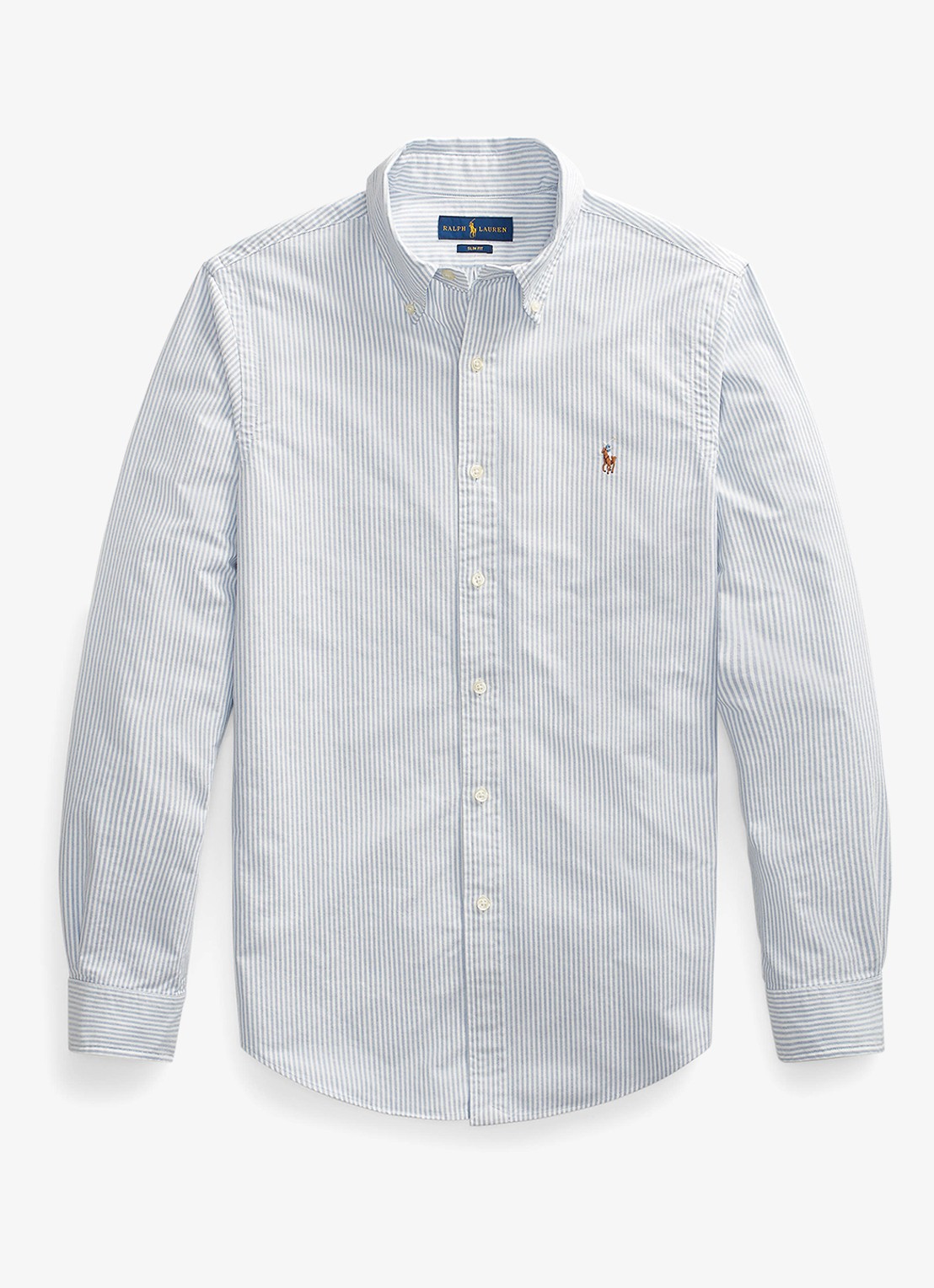 Ralph Lauren Slim fit overhemd met logo - voorkant 2 bsr blue / white - blauw