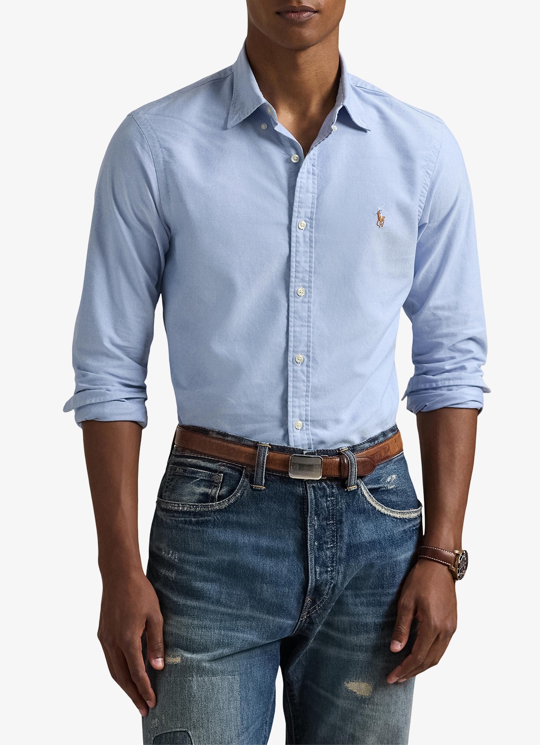 Ralph Lauren Slim fit overhemd met logo - detail 8 bsr blue - lichtblauw