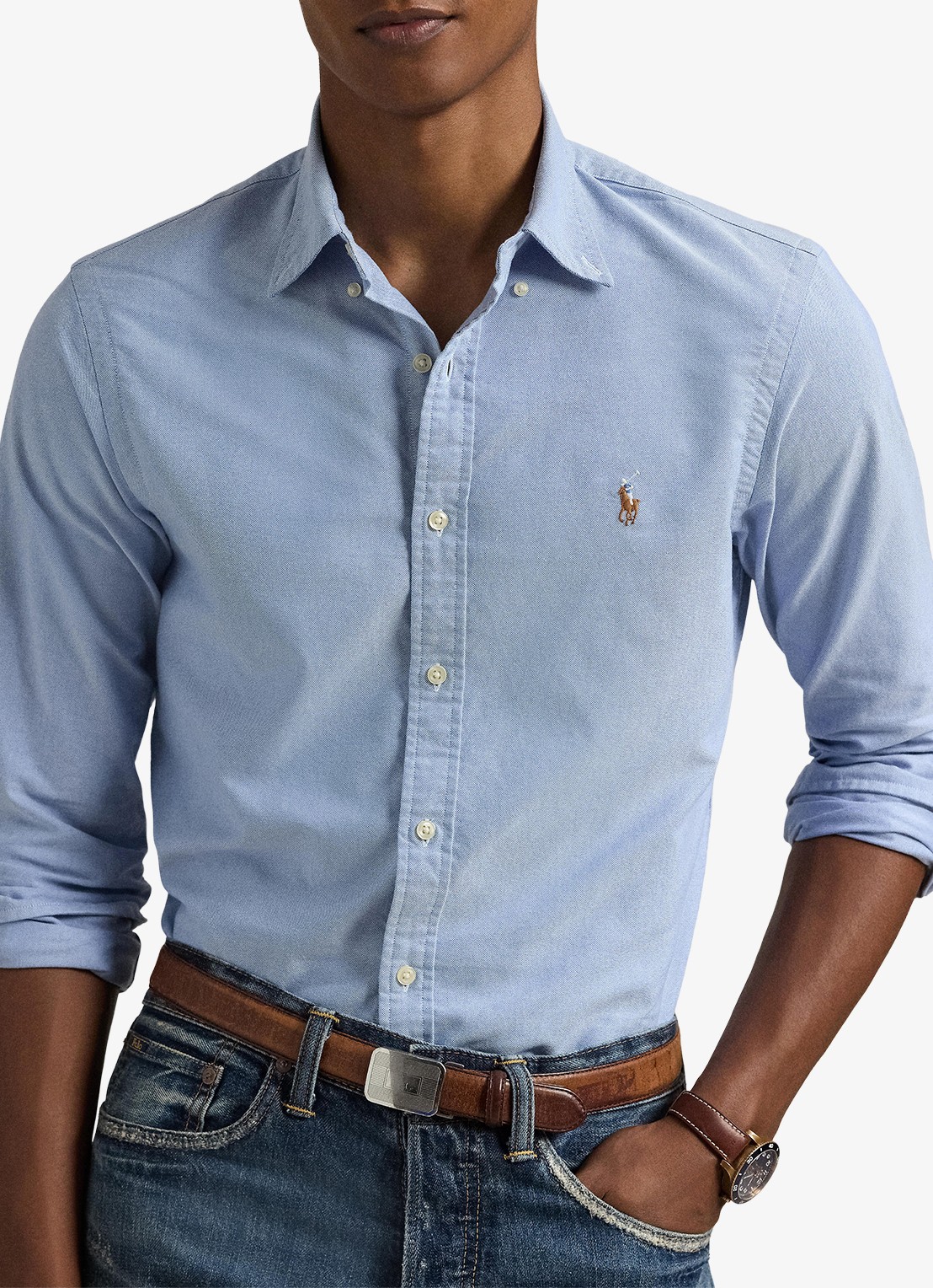 Ralph Lauren Slim fit overhemd met logo - detail 10 bsr blue - lichtblauw