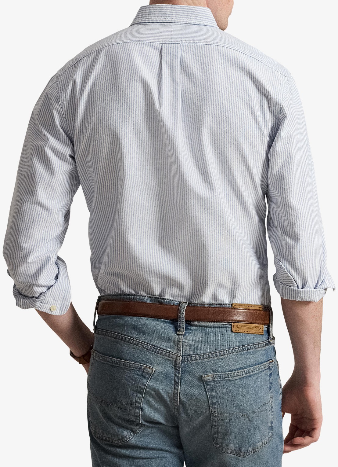 Ralph Lauren Slim fit overhemd met logo - achterkant bsr blue / white - blauw