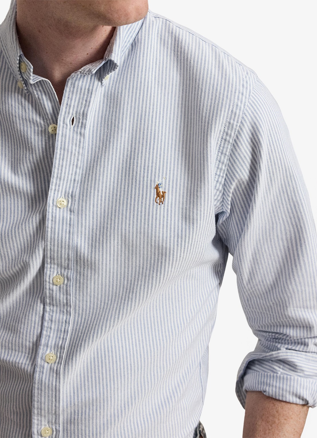 Ralph Lauren Slim fit overhemd met logo - detail 7 bsr blue / white - blauw